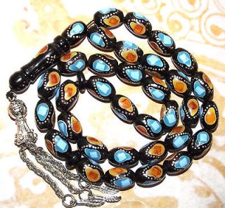 islam black coral prayer beads YUSR  masbaha  tasbih   rosary 