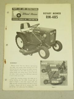 1964 WHEEL HORSE TRACTOR RM 485 ROTARY MOWER PARTS LIST MANUAL
