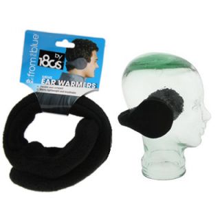 180s Mens Black Ear Warmers From the Blue Wrap Around Flexible Fold 