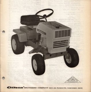 1971 Vintage Gilson Lawn Tractor Illustrated Parts List