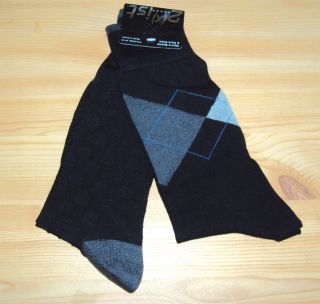 NWT Mens 2 Pair 2(x)ist 2xist DRESS Socks ARGYLE and BLACK 
