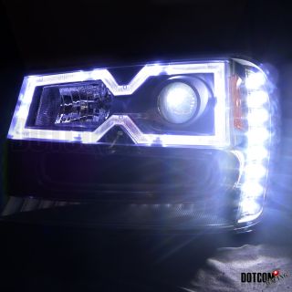 2002 2009 Chevy Trailblazer Halo Black Projector SMD LED Headlights 