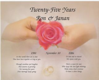 25 years twenty fifth wedding anniversary keepsake