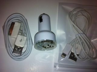 Iphone 5 Lightning 8 Pin USB Cable dual Port Car Charger Works W Ipads 