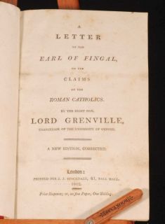 1812 Lord Grenville Letter to The Earl of Fingal
