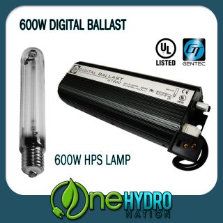 GENTEC 600W Grow Light System Digital Ballast 600 Watt HPS Lamp