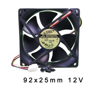 92mm 25mm New Case Fan 12V 44CFM PC CPU Cooling Ball Brg 3pin 4 Screws 
