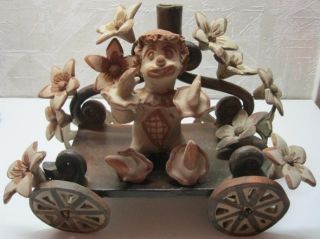 Vintage Ceramic Pottery Clown Carriage by Heron Martinez