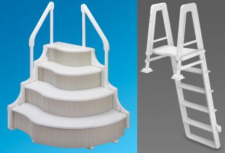   step with outside ladder for above ground swimming pools without decks