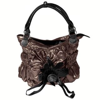 Adi Designs Womens Slouchy Metallic Double Handle Handbag