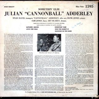 Cannonball Adderley Somethin Else LP Blue Note BLP 1595 Orig US 1958 