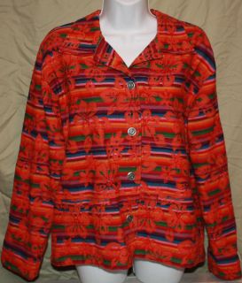 Chicos Design Womens Jacket Size 1 Rainbow of Colors 100 Cotton 