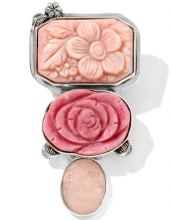 Statements Amy Kahn Russell Carved Pink Flowers Gemstone Sterling 