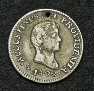1822, Mexico, Emperor Agustin Iturbide. Scarce Silver ½ Real Coin.