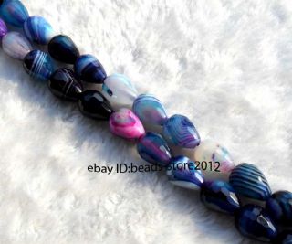 Blue Agate Teardrop Faceted Gemstone Beads 15 12x16 Mm