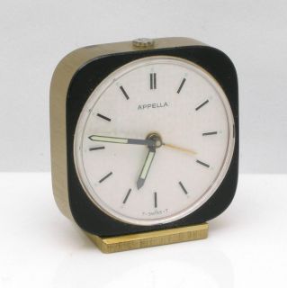Swiss Appella Miniature 7 Jewel Brass Enamel Alarm Clock