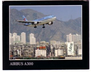 Airbus Issue Large Postcard Korean Air A300 Hong Kong Kai Tak Airport 