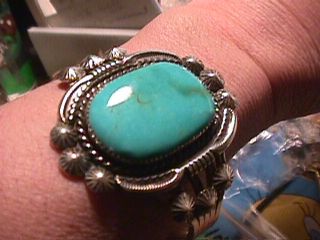   Navajo Turquoise Sterling Silver Cuff Bracelet Albert Cleveland