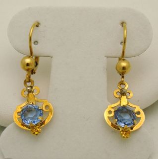 Amazing 22K Gold Gemstone Earrings w Leverback Clasp