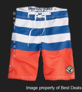 American Eagle AE Mens Stripe Board Shorts Blue Orange New Free Fast 