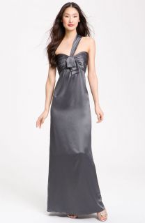 Amsale Charmeuse Charcoal Grey One Shoulder Gown Size 4