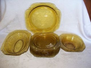 Amber Depression Glass Federal Madrid Plates Bowls