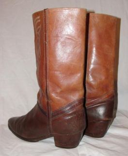 Vintage Mens Brazil Brown Leather Cowboy Western Boots 10 D Rockabilly 