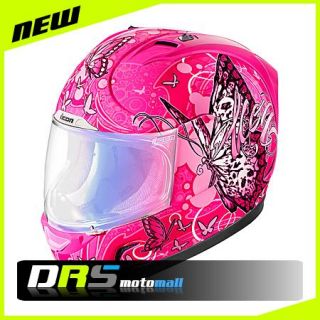 New 2012 Icon Alliance Chrysalis Motorcycle Helmet Pink Size Medium MD 