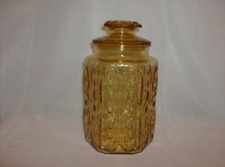 Vintage Le Smith Amber Glass Moon Stars Kitchen Canister 9 Jar