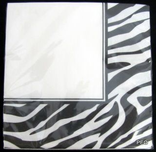 Zebra Print Package Plates Napkins Cups Tablecover Set