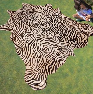 Zebra Print Printed Cowhide Cowskin Cow Hide Rug Carpet Animal Leather 