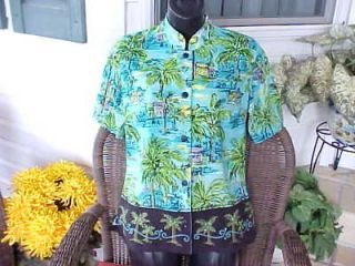 weekend clothes line tropical print shirt sz s nwt time