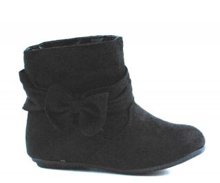   Toddler New Cute Ankle Boots Booties Slip on Flat Bow Jr Shoes