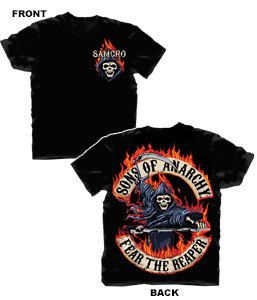 Sons of Anarchy Reaper with Flame Black T Shirt Offical Licensed Adult 