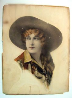 Early Antique ANNIE OAKLEY Hand Colored Lithograph Photo ca 1890