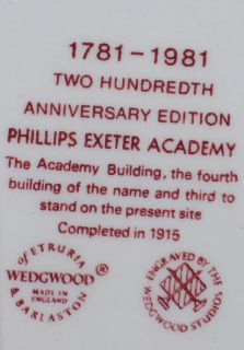 200th Anniversary Phillips Exeter Academy Set of 5 Wedgwood Plates 