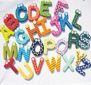 New Cute Sets 26 Letters Alphabet Wooden Fridge Magnet Free Shipping