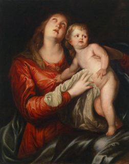   Oil painting Madonna Christ Jesus by artist anthony van dyck canvas 36