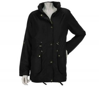Centigrade Packable Anorak Jacket Zip Snap Pockets Hood Black 2X NEW 