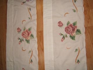   Set of 2 Pink Purple Roses Valances 59x13 Off White Curtains