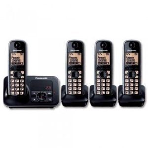    KX TG6624 QUAD Digital Cordless Phone Set with Answer Machine BLACK
