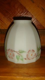 Antique Vintage Satin Milk Glass Light Lamp Shade Globe Hand Painted 