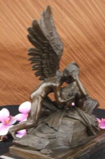 Sensual Cupid Psyche Eros Aphrodite Venus Winged Lovers Bronze Marble 