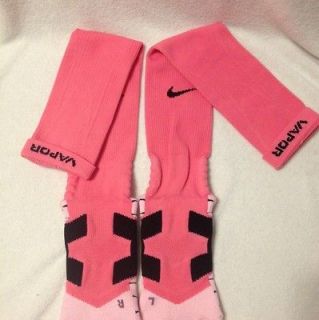 New Nike Elite Vapor Football Socks Hot Pink with Black Stripe Large 