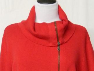 CAbi Size XL Red Cardigan Zipper Closure and Detail on Sleeve Cowl 