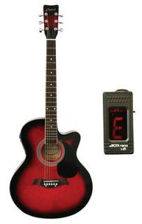   FULL SIZE Crescent ADULT Crescent RED Electric Acoustic Guitar+E TUNER