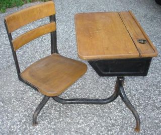 Vintage American Seating Company Wood Iron School Desk