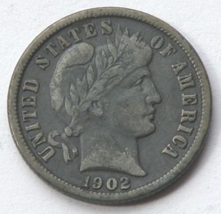 United States 1902 O Barber Dime Coin VF