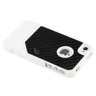 Deluxe Real Carbon Fiber Combo Hard Case Cover White for Apple iPhone 