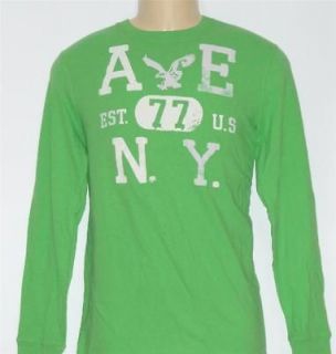 American Eagle Outfitters AEO Mens Lime Green EST NY Long Sleeve T 
